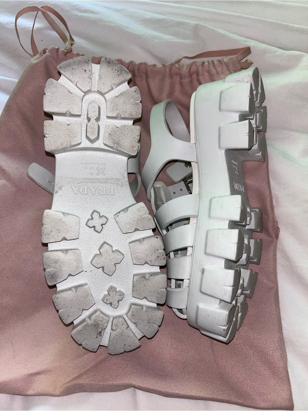 Prada White Rubber Monolith sandals Size 37 - Picture 10 of 13